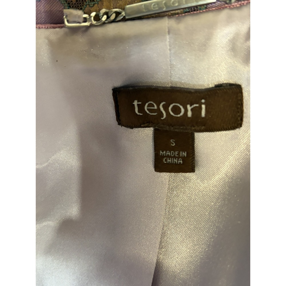 Tesori Floral Brocade Blazer Jacket Lavender Gold Mandarin Collar Size Small - Picture 9 of 11